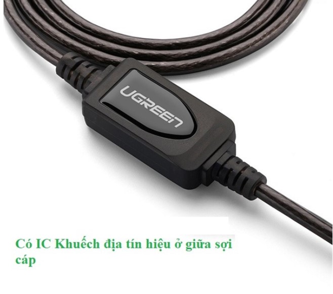 Cáp USB nối dài 20m có chíp khuếch đại chính hãng Ugreen 10324 Cao cấp